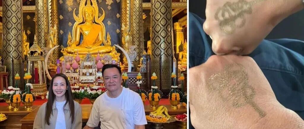 这很泰国!总理阿努廷赴三国公务前祈福,手背加持符咒引关注