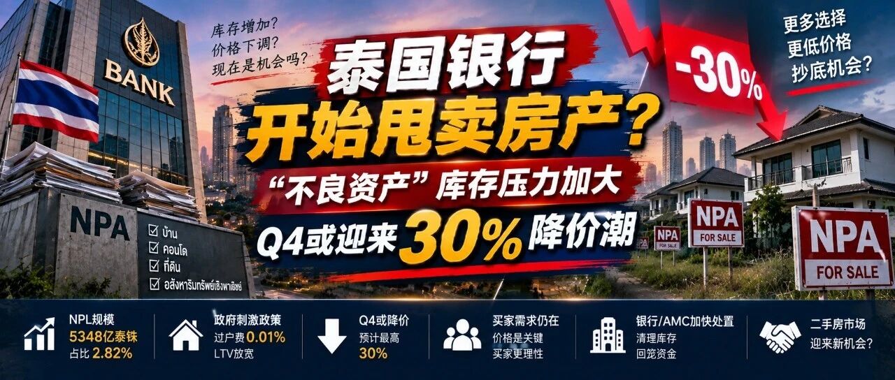 泰国银行开始甩卖房产?“不良资产”库存压力加大,Q4或迎来30%降价潮