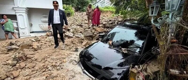 普吉强降雨引发积水和山坡泥石下泄,芭东逾百户家庭及商户受影响