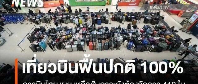 泰航恢复全部计划航班,行李积压尚未清零并拟展开30天调查