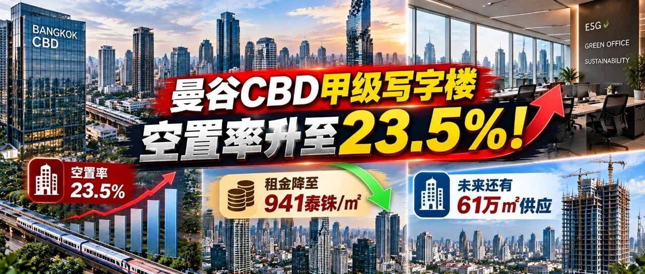 曼谷CBD甲级写字楼空置率升至23.5%!租金降至941泰铢,未来还有61万㎡供应